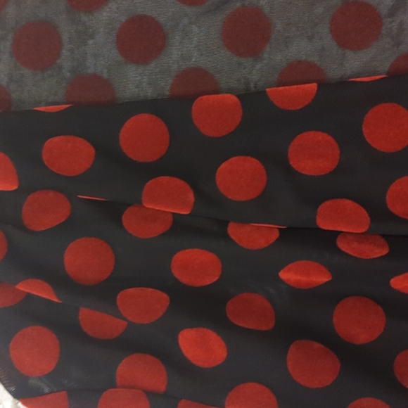 Red Polka Dot Black Blouse - Picture 2 of 4